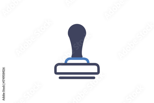 Simple blue and dark blue stamp icon design clean vector silhouette
