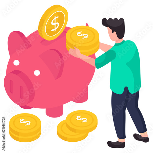 Modern design illustration of piggy bank, savings vector 