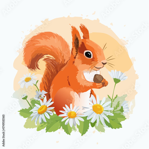 Eichhörnchenbaby auf der Blumenwiese