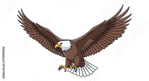 Majestic eagle soaring with outstretched wings brings a sense of freedom and power, ideal for nature, wildlife, or patriotic themes in your designs