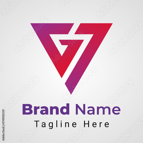 Letter G7 Logo, Elegant and simple logo of letter G and Number 7 arranged to form Triangle