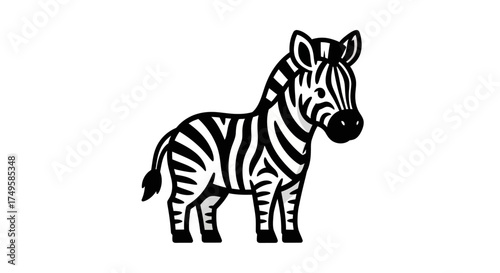 Adorable zebra standing playfully with bold stripes, perfect for children's books, branding, and fun educational materials, bringing a touch of wild charm