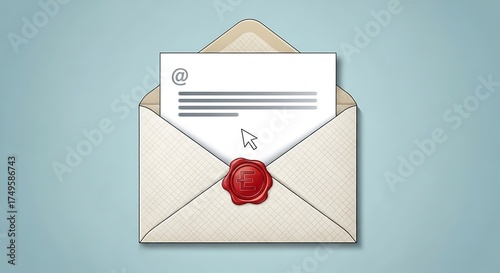 Envelope with Letter and Wax Seal - Communication and Correspondence.