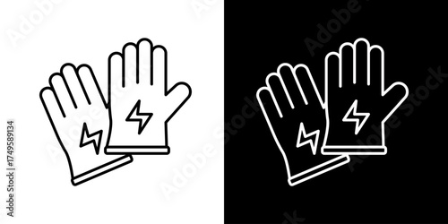 Simple line icon illustration of protective electrician gloves for high voltage work, a safety gear concept design