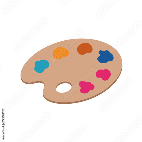 Traditional wooden art palette displaying vibrant paint colors for creative painting projects