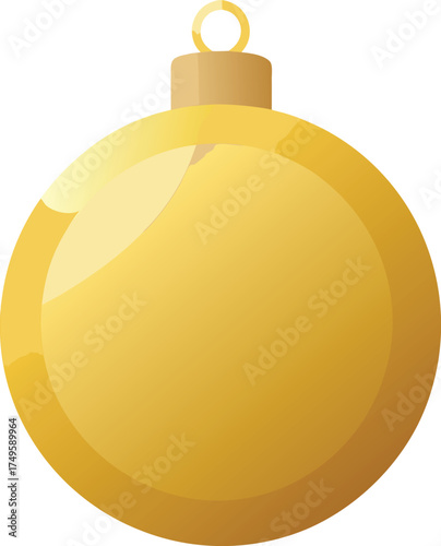 Single golden bauble with metallic shine elegant festive illustration