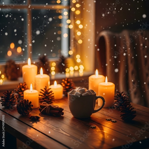 Warm candlelight creates peaceful evening mood