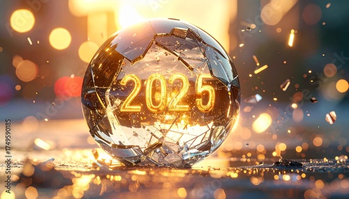 Golden crystal ball reflects year 2025