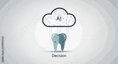 AI cloud technology for dental decision making vector illustration. Digital health innovation for dental care and treatment planning. Future of dentistry with artificial intelligence.