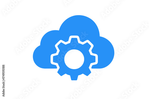 Cloud computing settings gear icon concept for digital services