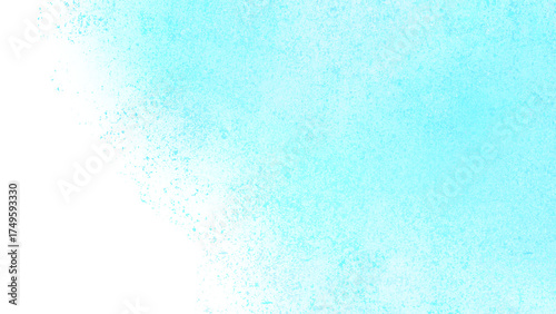 水色の水彩絵の具で描かれたしぶきのあるグラデーション背景