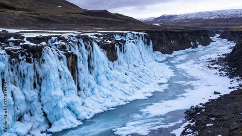 Frozen Majesty - A Winter Waterfall in Icelands Highlands.