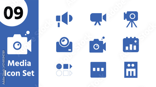 Media and Photography Icon Set – Camera, Video, Microphone, and Multimedia Vector Collection