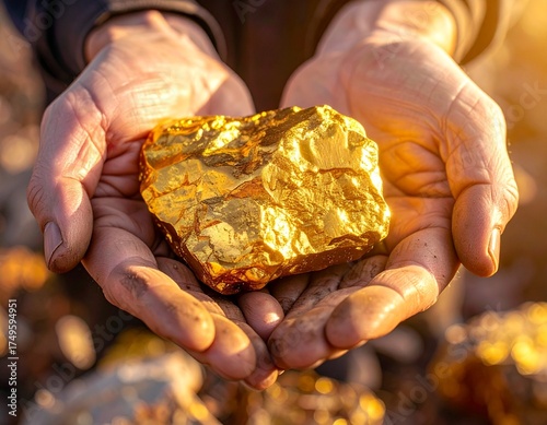 gold nugget in hands