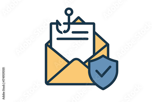 Email phishing protection and security concept icon design