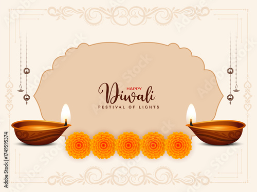 Happy Diwali religious Indian festival decorative background