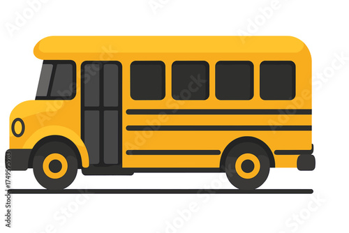 Classic yellow school bus side profile transportation vehicle graphic