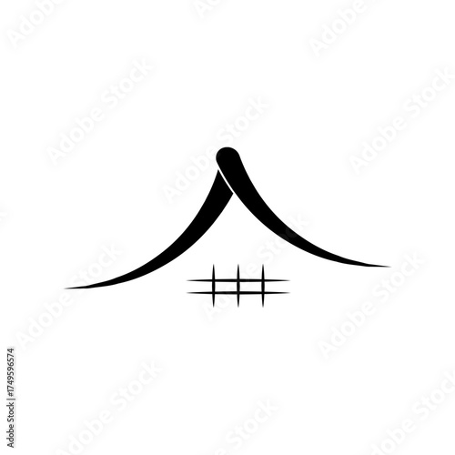 rice field house illustration design