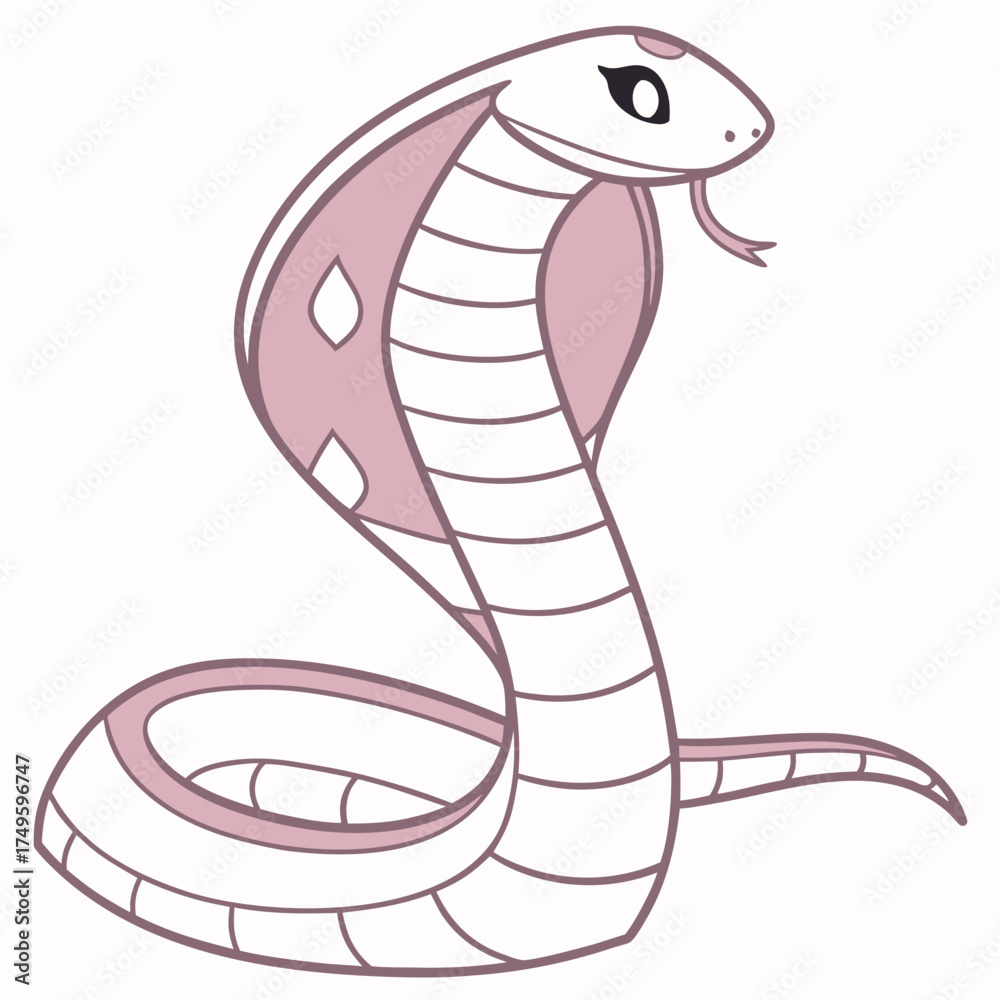 Fototapeta premium Illustration of a stylized cobra snake, symbol of wisdom and power.