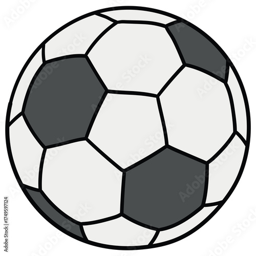 Hand-drawn cartoon soccer ball on a white background.