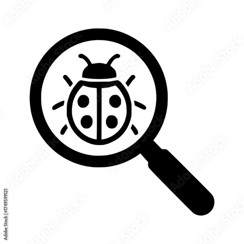 A magnifying glass zooming into a ladybug, symbolizing entomology and wildlife study