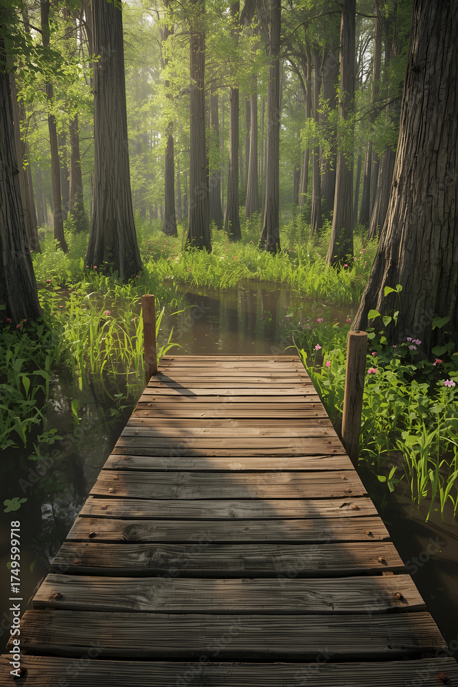 Obraz premium wooden bridge in the forest