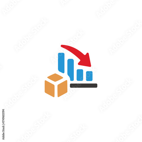 Decreased sugar level icon logo flat vector design