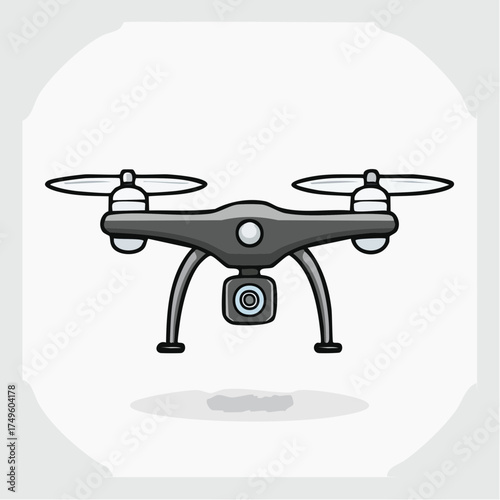Cartoon drone illustration with overhead view and isolated design