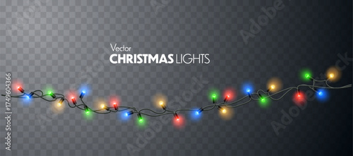 String Garland With Colorful Light Bulbs. Christmas Lights Decoration
