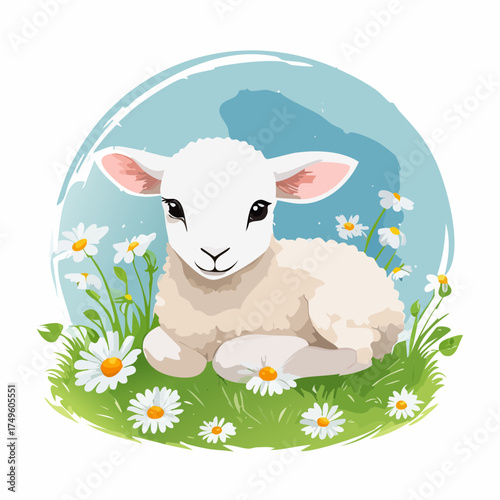Lamm auf der Blumenwiese