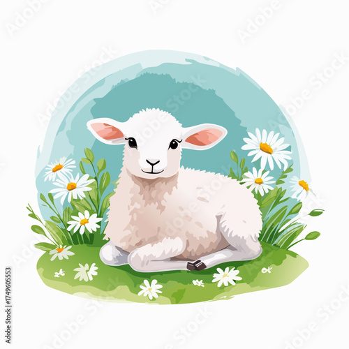 Lamm auf der Blumenwiese