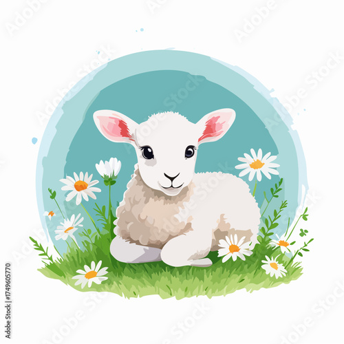 Lamm auf der Blumenwiese