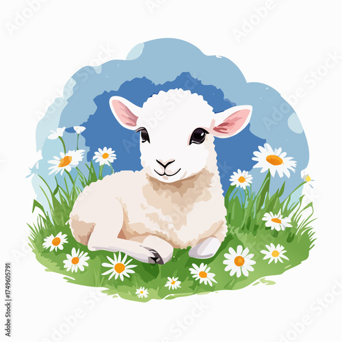 Lamm auf der Blumenwiese