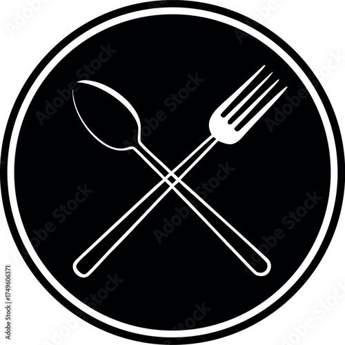 Restaurant spoon and fork vector illustration representing dining service culinary branding food industry design hospitality business logo restaurant identity and professional kitchen artwork