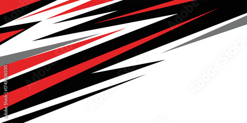 Red and black geometric stripes racing background for car wrap decal