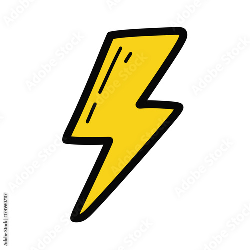 Yellow Lightning Bolt Icon, Energy Symbol, Power Concept, Simple Vector Graphic