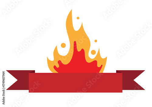 Fire Flame Banner Ribbon Isolated on White. Graphic design elements and resources vector art