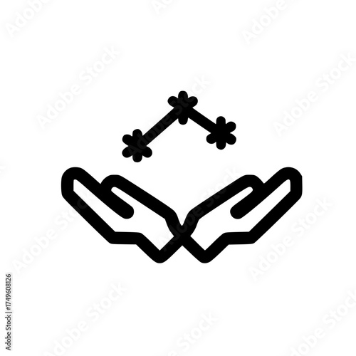 Constellation icon above two open hands representing cosmic wonder guidance and protection