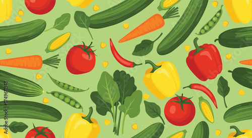 A vibrant assortment of fresh vegetables forms a delightful pattern for healthy eating inspiration.