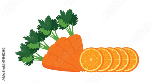 Fresh carrots and sliced oranges for a healthy juice blend.