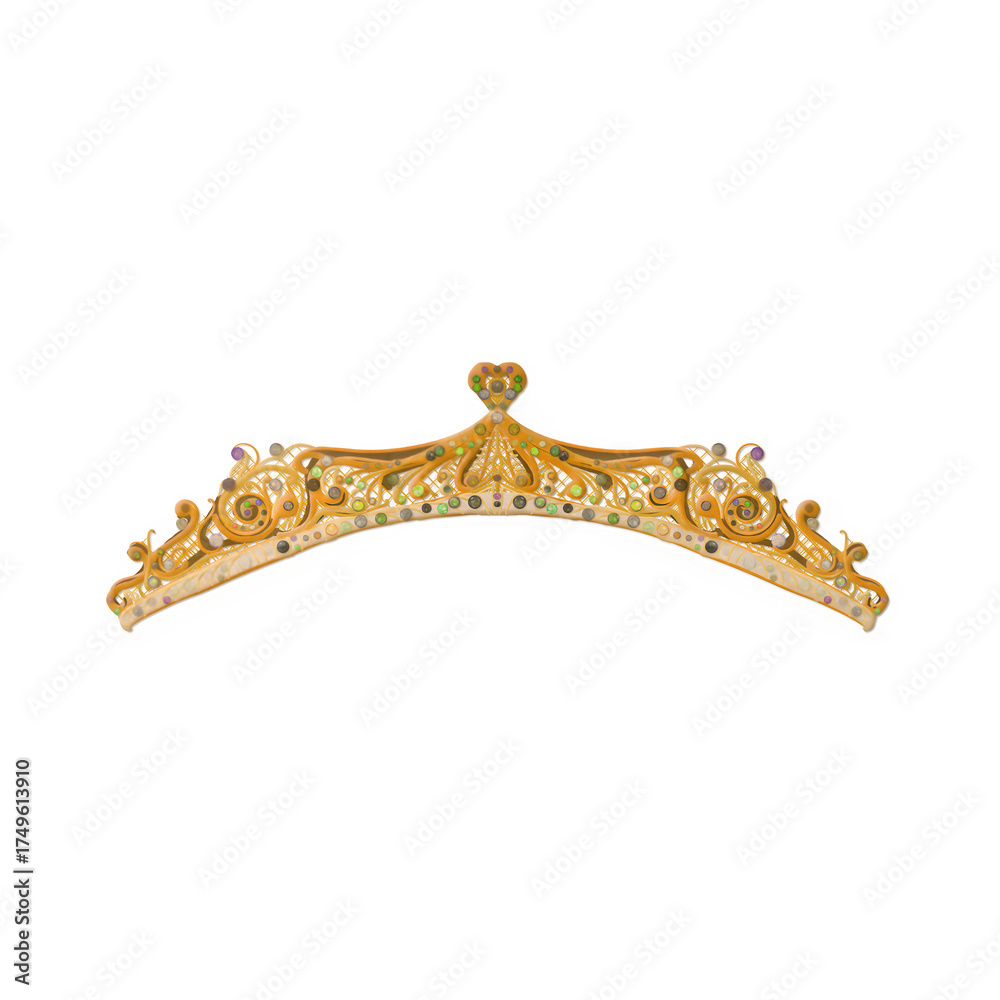 Fototapeta premium Ornate Golden Tiara with Multicolored Gemstones 