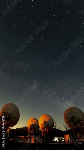 The Milky Way Moving Across the Sky Over Radio Telescopes (Vertical, Timelapse)