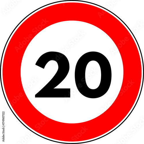 Speed Limit 20 kmh Traffic Sign Vector