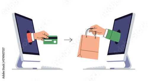 Effortless online shopping experience paying with credit card to receive your purchase, a modern, convenient, and seamless digital retail transaction