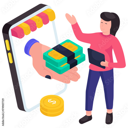 Modern design illustration of giving money online 
