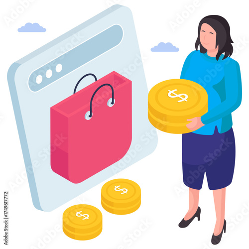Creative design illustration of shopping payment 