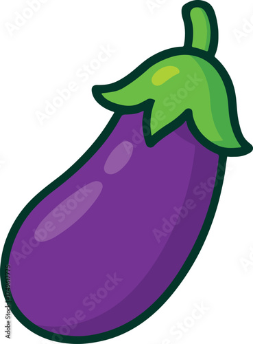 Eggplant Vector Illustration Purple Vegetable Cartoon Design