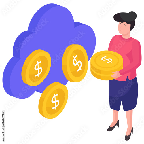 Trendy vector design of cloud earnings