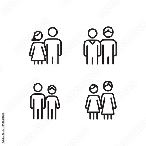 Minimalist Set of Relationship and Family Icons