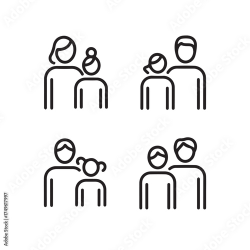 Minimalist Set of Relationship and Family Icons
